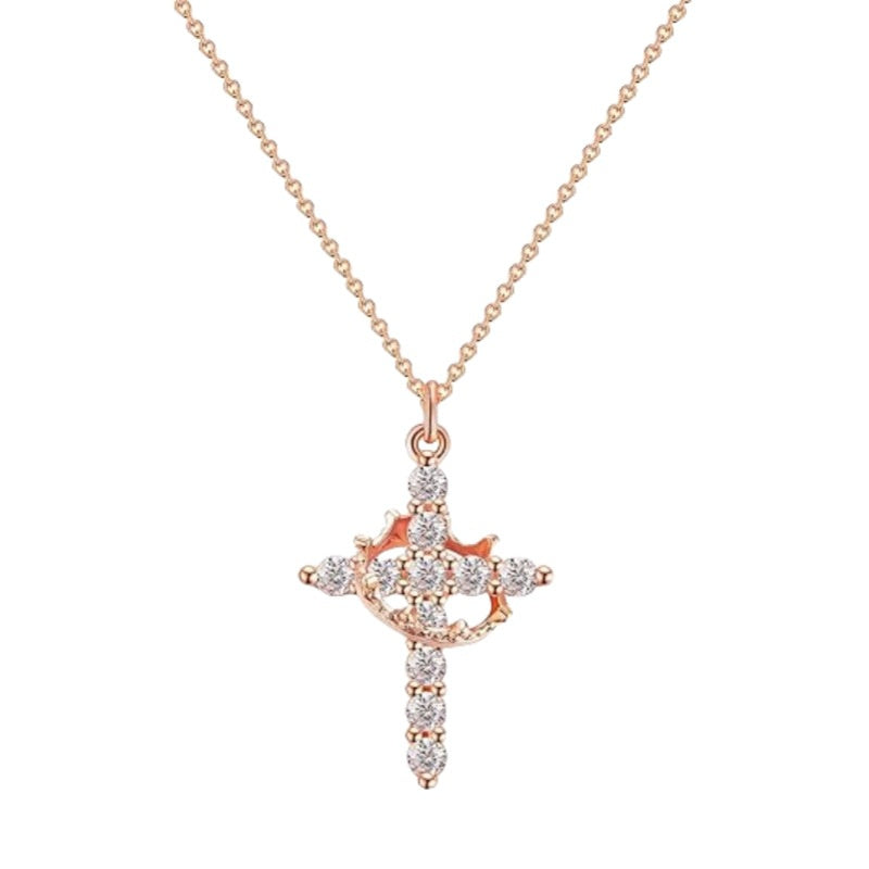 Cross Crown Rotatable Necklace All-match
