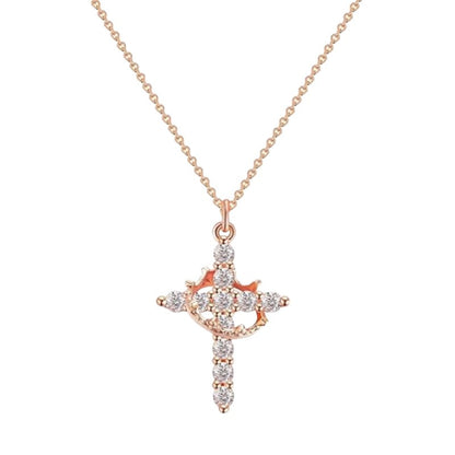 Cross Crown Rotatable Necklace All-match